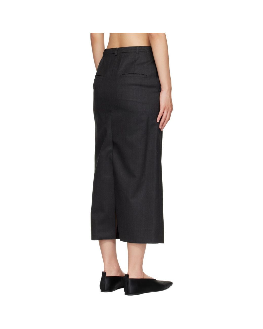 NOTHING WRITTEN Black Bany Wool Midi Skirt