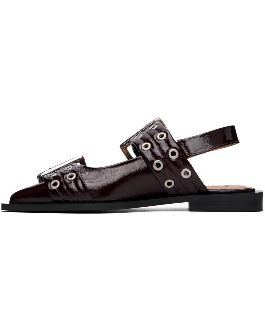 Ganni Black Feminine Buckle Ballerina Flats