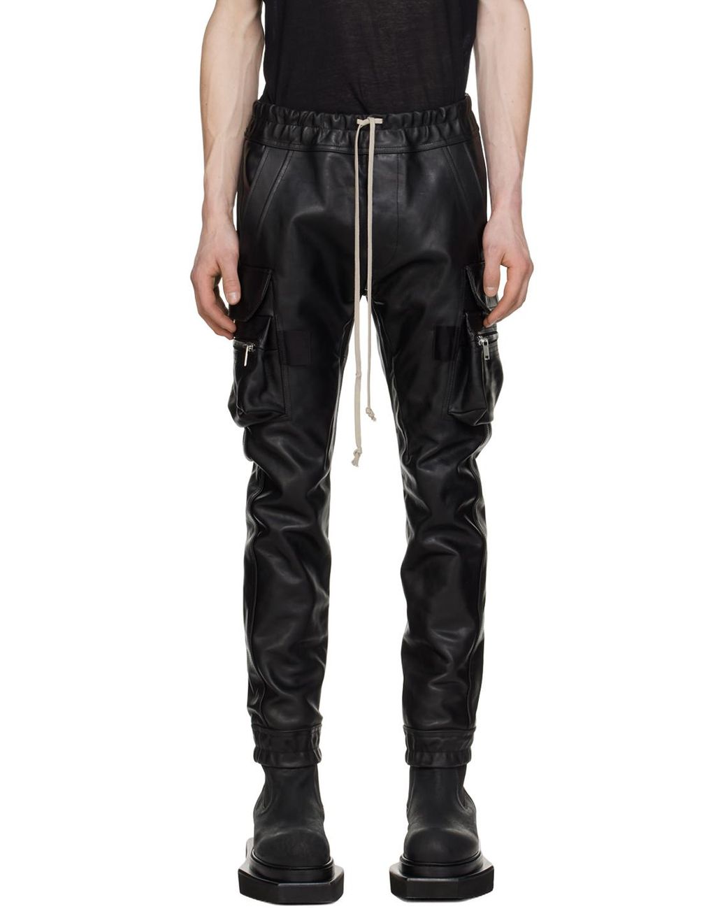 Rick Owens Black Mastodon Leather Pants for Men | Lyst