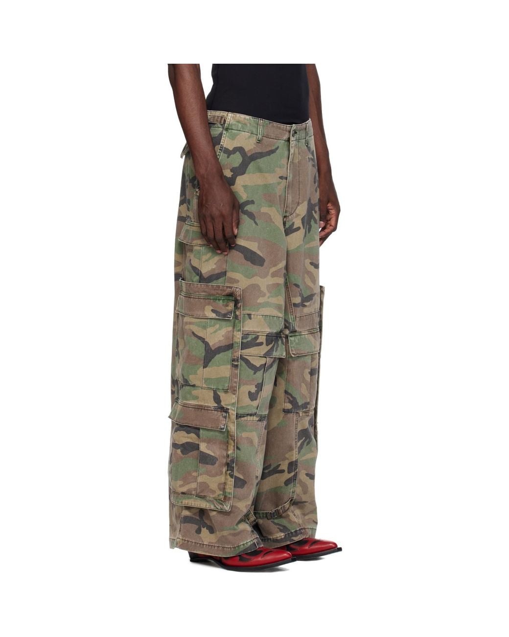 Vetements Green Khaki Merged Cargo Pants for men