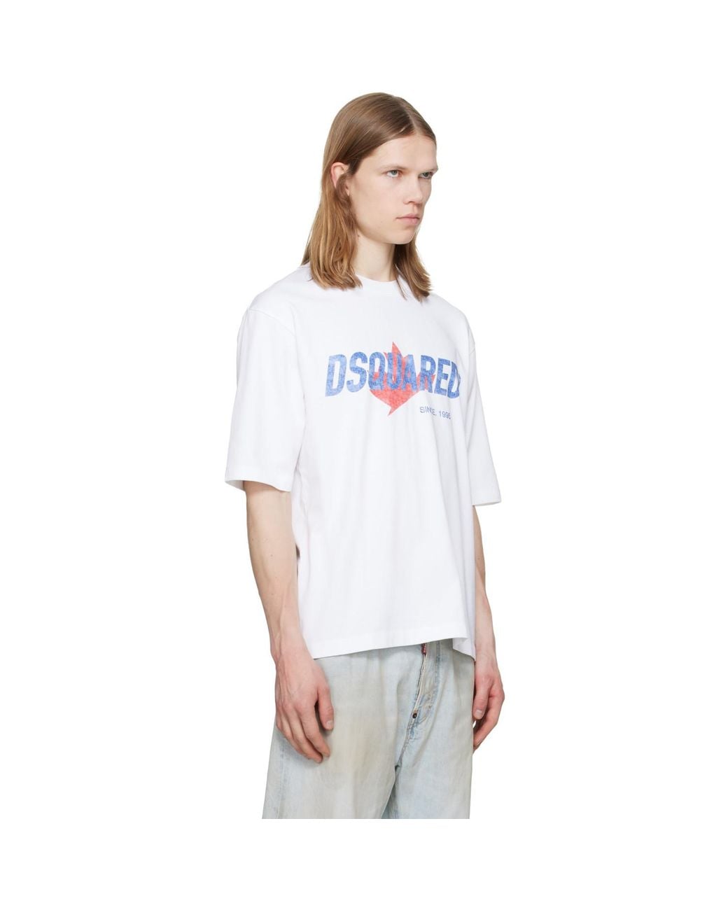DSquared² White Rider Loose Fit T-Shirt for men