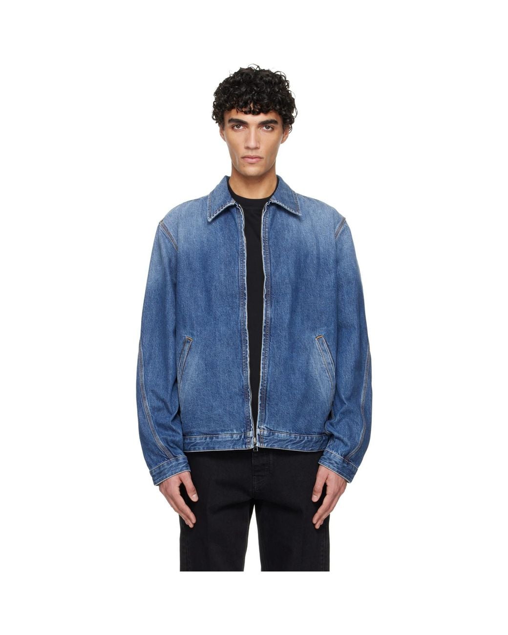 Givenchy Blue Zipped Denim Jacket for men