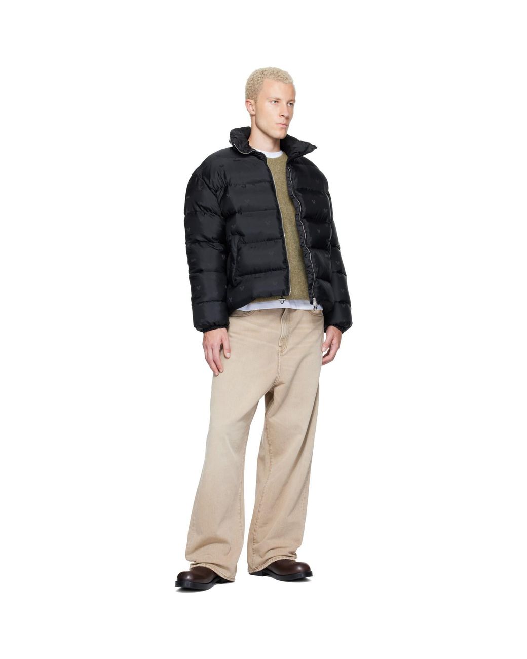 Rhude Black Paisley Jacquard Down Puffer Jacket for men