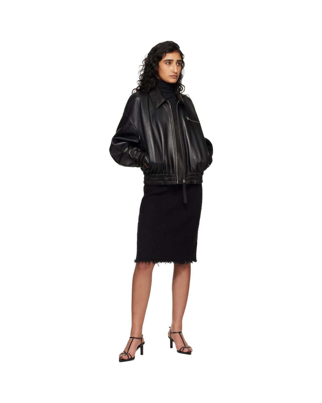 Jil Sander Black Blouson Leather Jacket