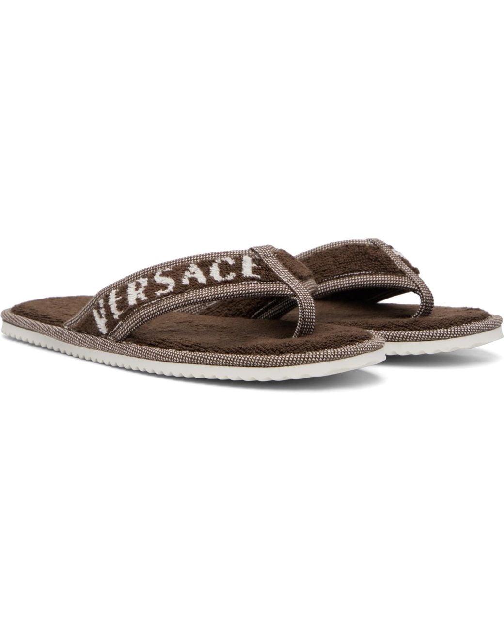 Versace Brown Cotton-Terry Flip-Flops