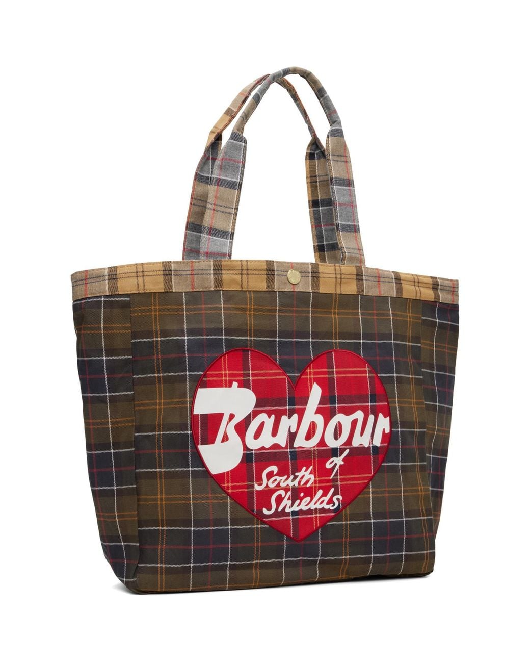 Barbour Red Khaki Heart Tote Bag