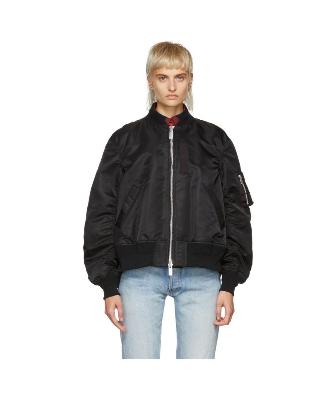 Sacai Black Ma-1 Blouson Bomber Jacket | Lyst