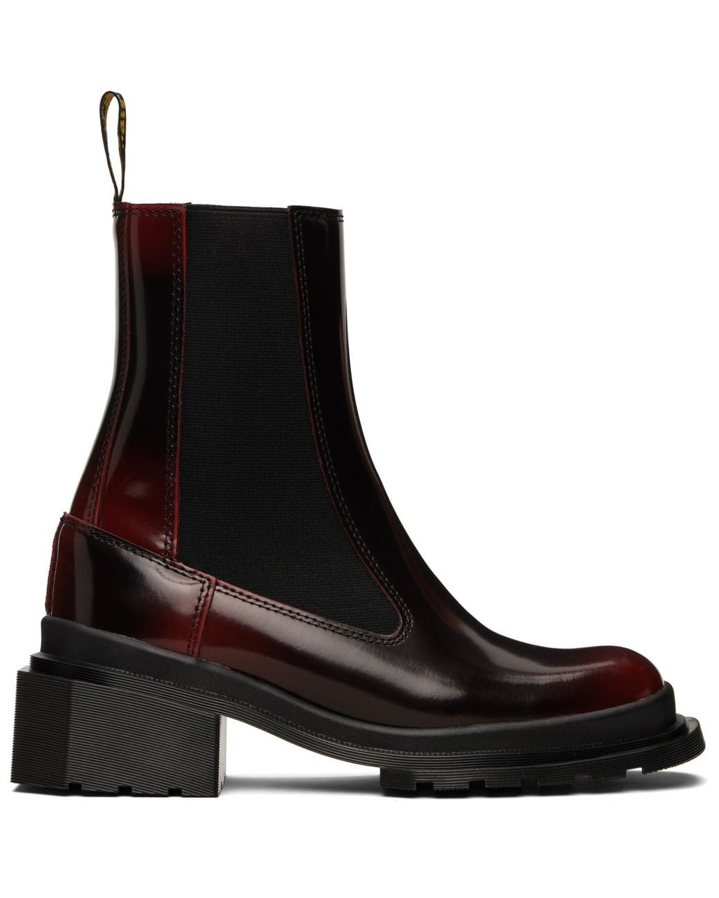 Dr. Martens Black Burgundy Maybole Square Toe Chelsea Boots