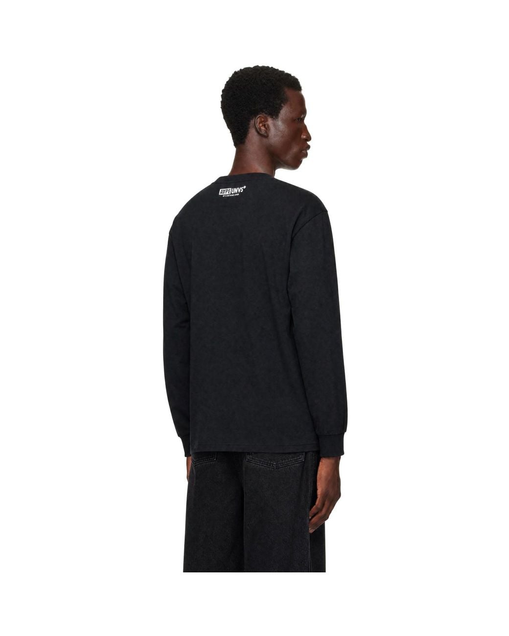 Aape By A Bathing Ape Black 'Aapeunvs' Moonface Long Sleeve T-Shirt for men