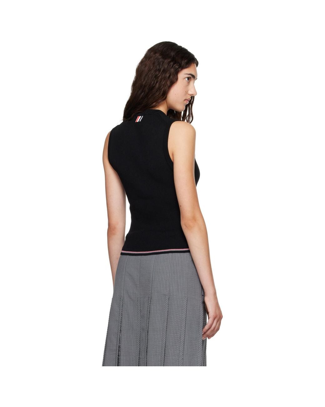Thom Browne Black Merino Wool Rwb Stripe Tank Top