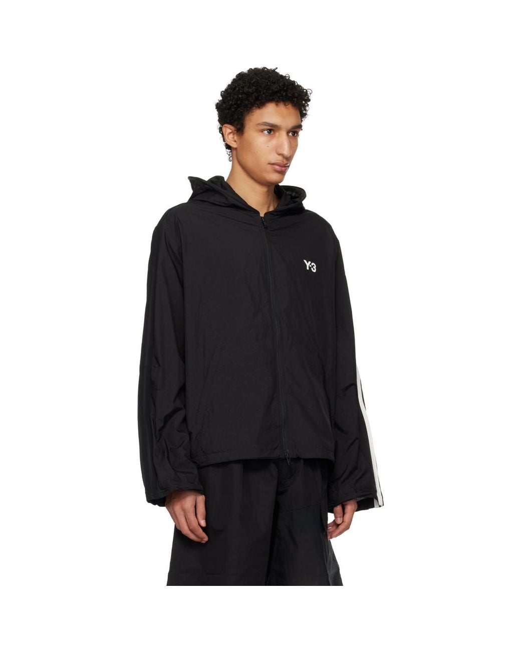 Y-3 Black Nylon Wired 3 Stripes Track Jacket for men