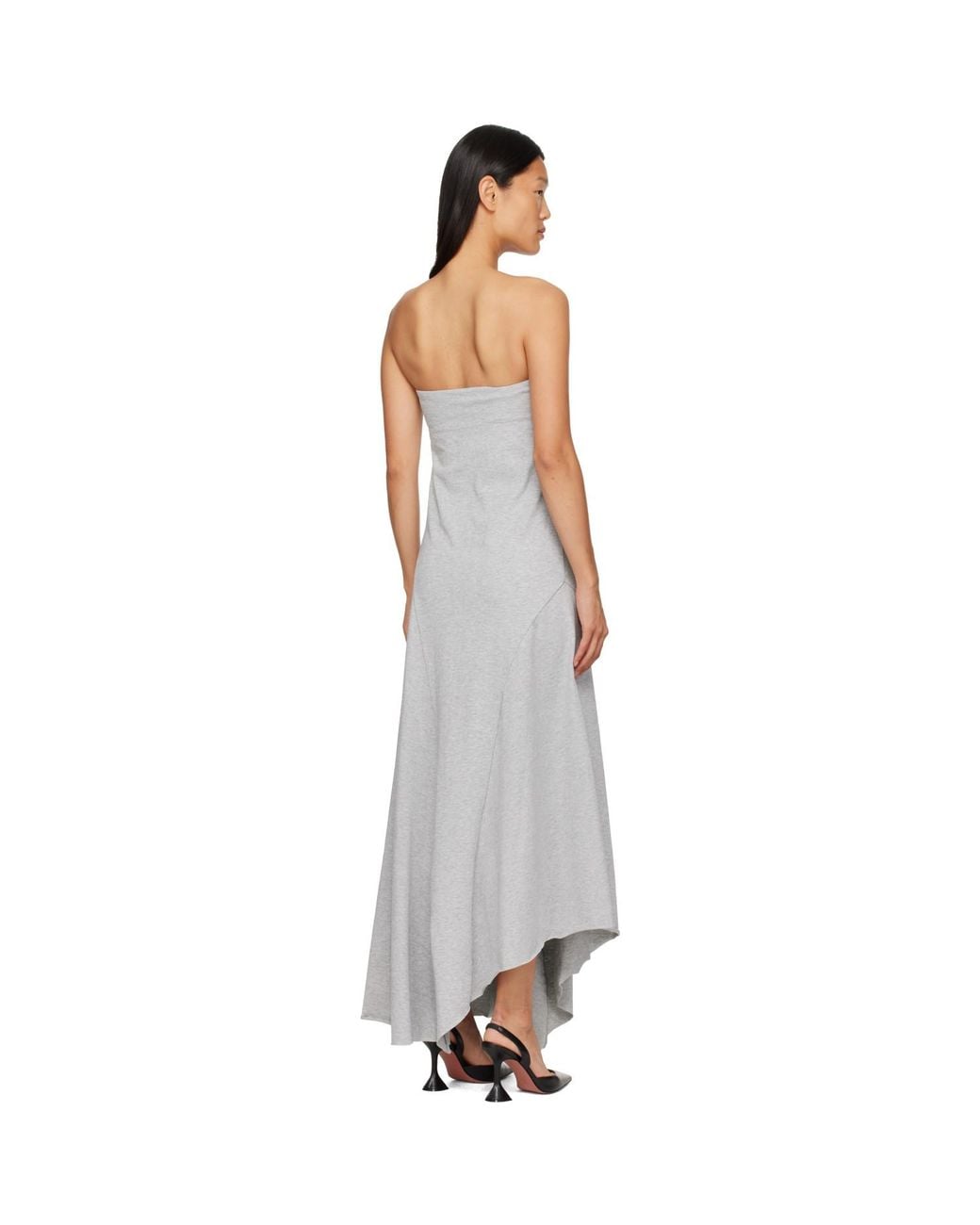 St. Agni Gray Strapless Cotton Jersey Midi Dress
