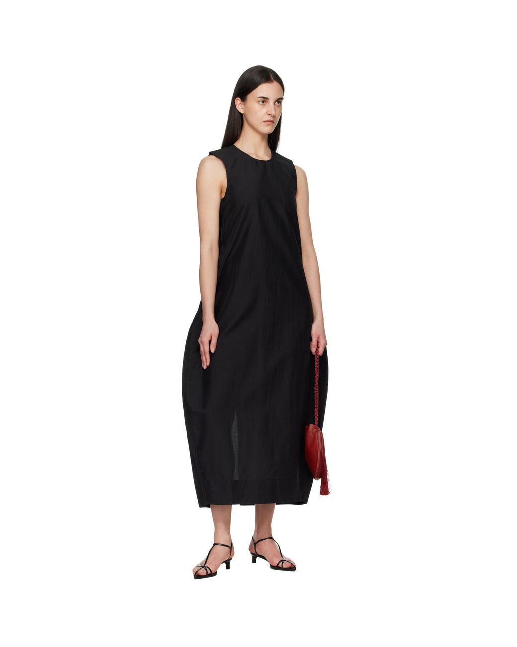 Rohe Black Hourglass Linen Silk Midi Dress