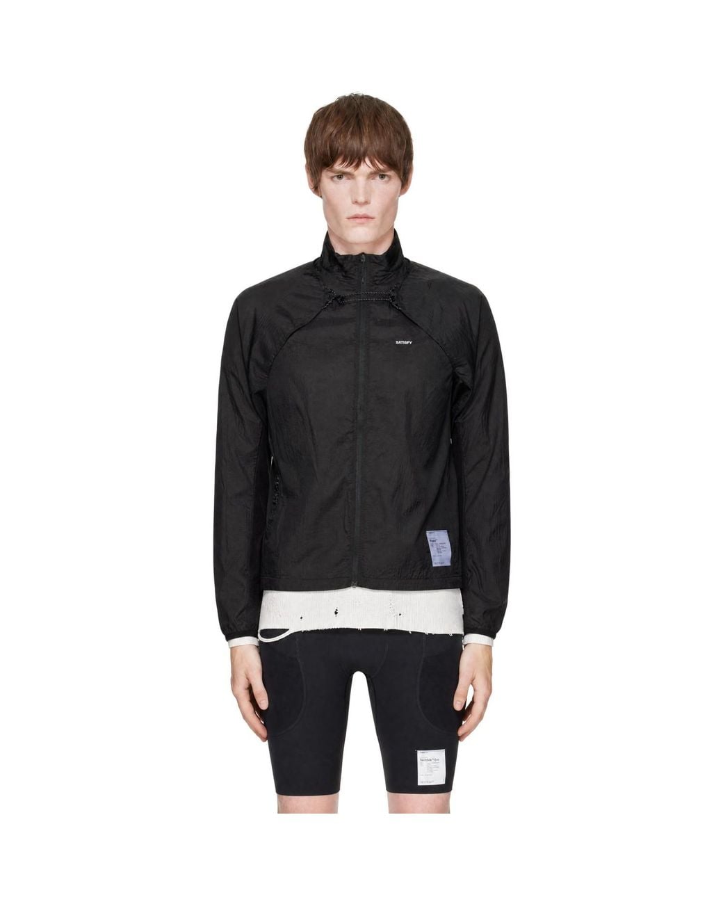 Satisfy Black Rippy Modular Windbreaker Jacket for men