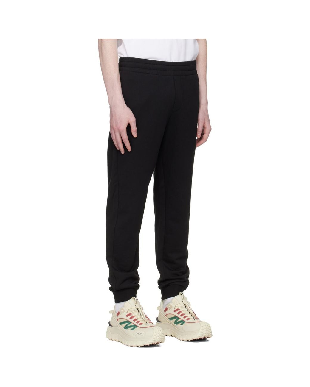 Moncler Black Logo Cotton Fleece Track Pants for men