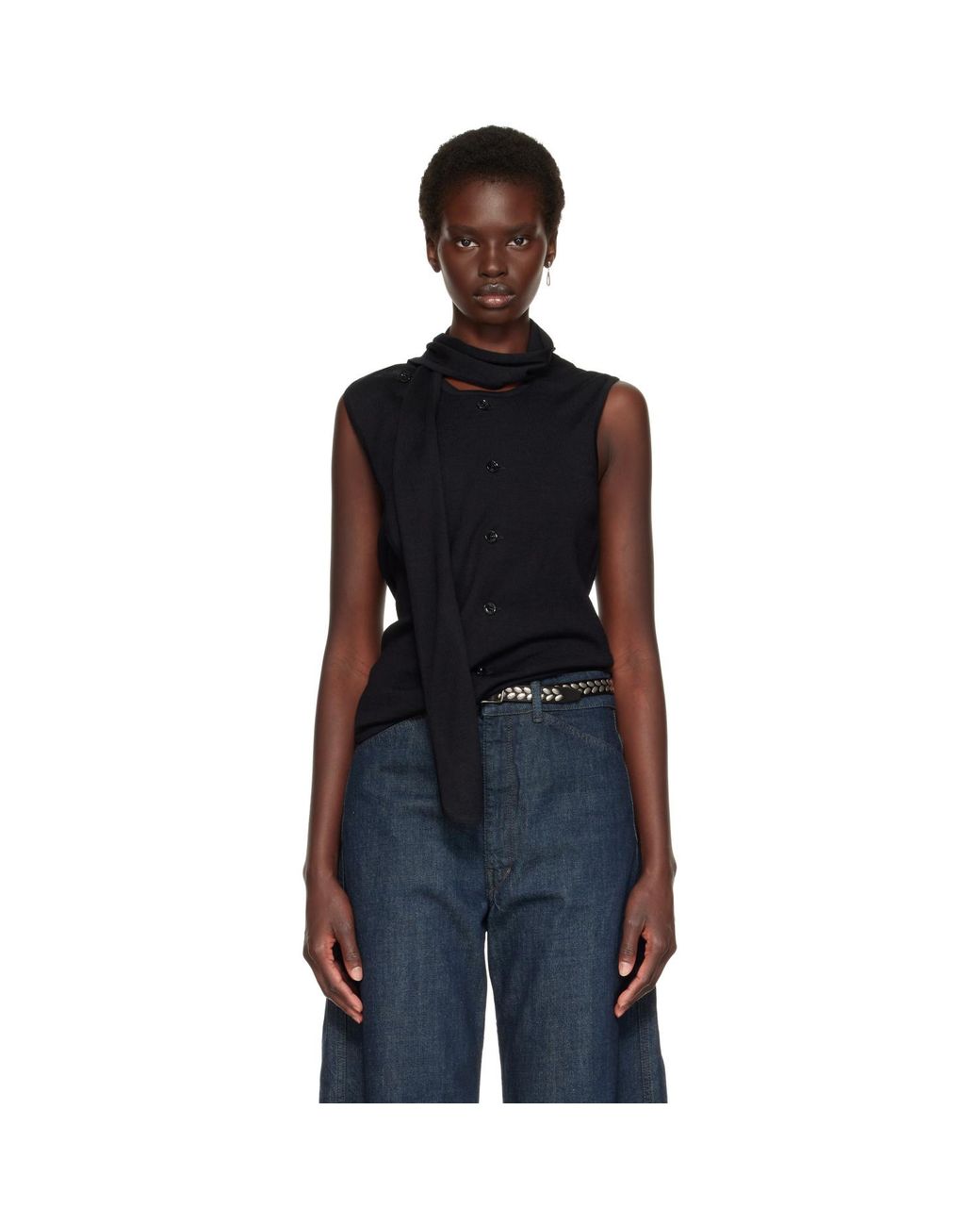 Lemaire Black Asymmetrical Cardigan