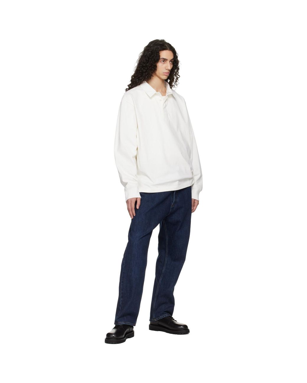 Studio Nicholson White Off- Alyk Jersey Polo for men