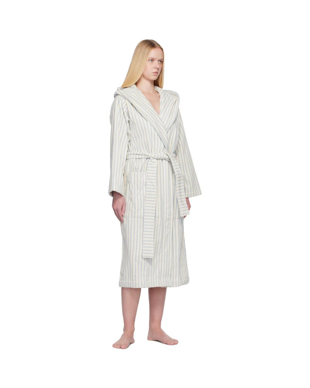 Tekla Black Off- & Terry Hooded Bathrobe