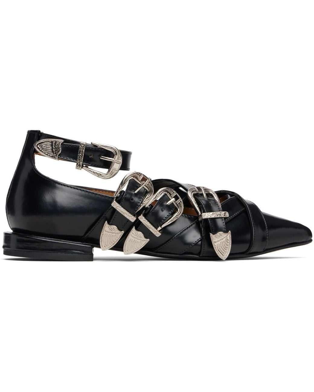Toga Black Cross Strap Ballerina Flats