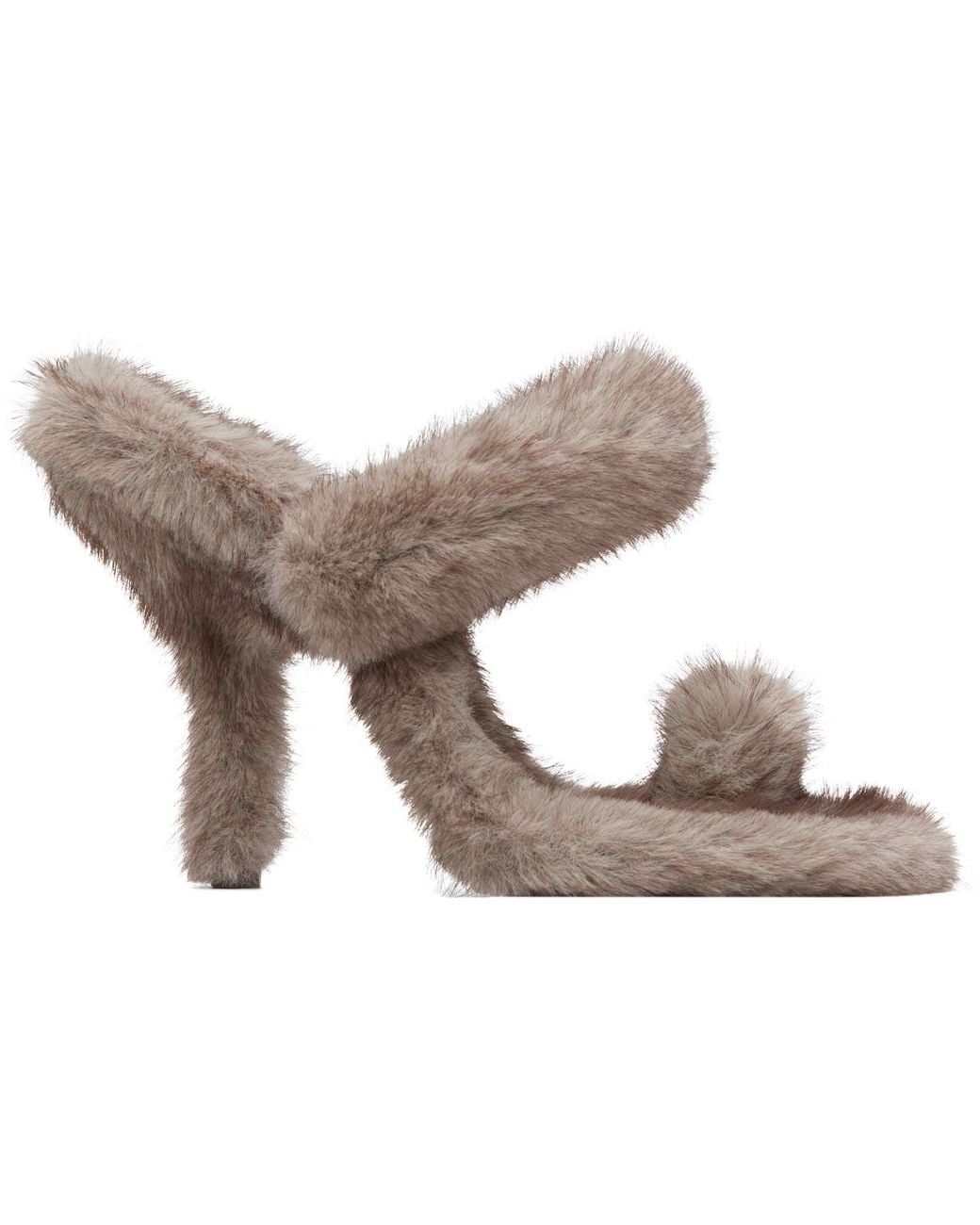 Alexander Wang Gray Paloma 105Mm Faux-Fur Sandals