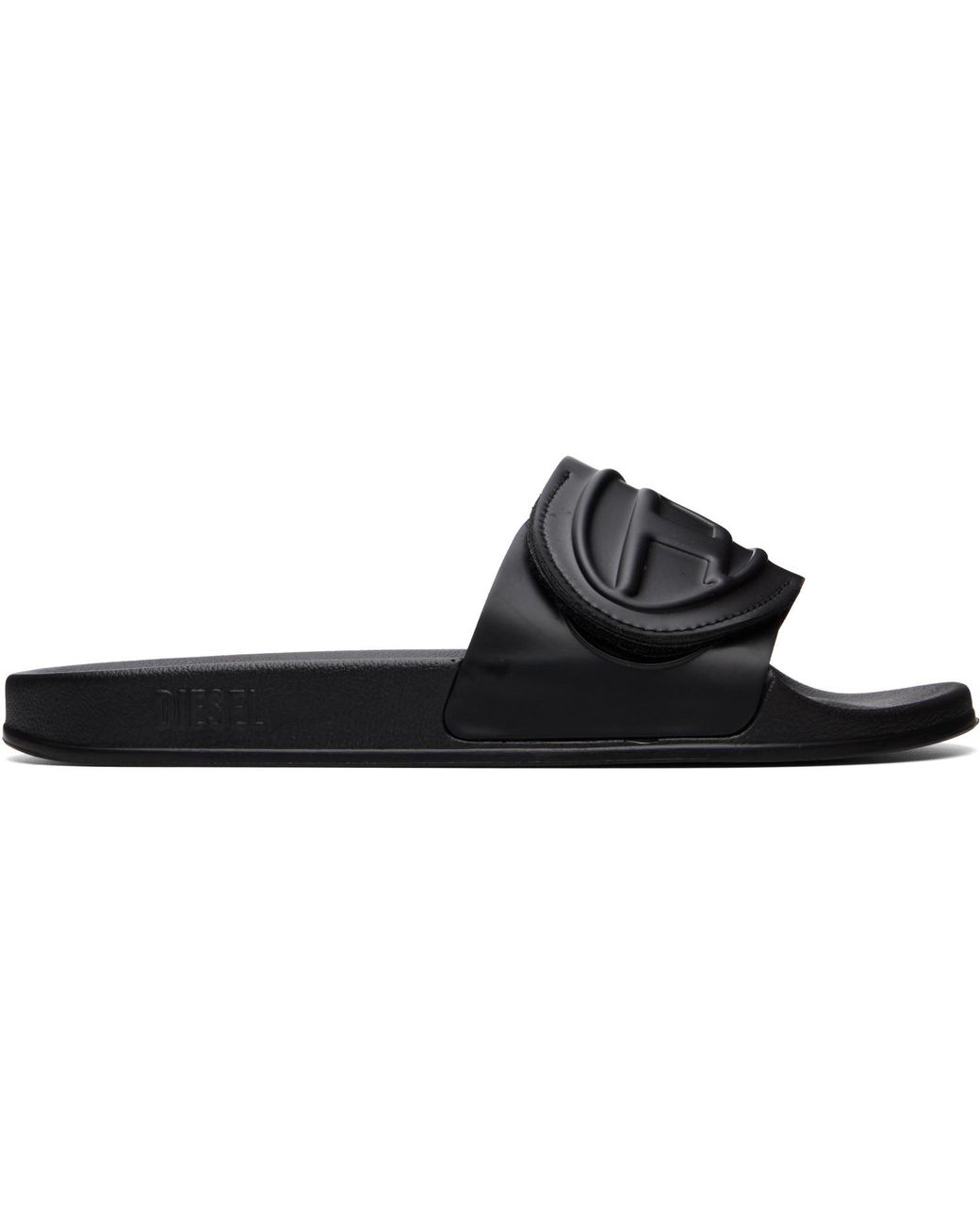 DIESEL Black Sa-bloop Srap Pool Slides for men