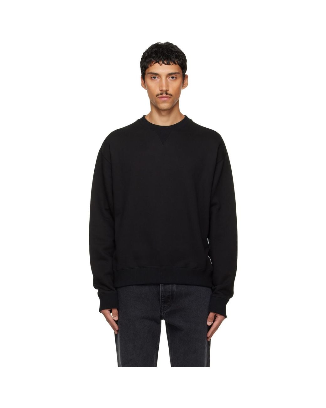 Jil Sander Black Cotton Terry Crew-Neck Sweatshirt for men