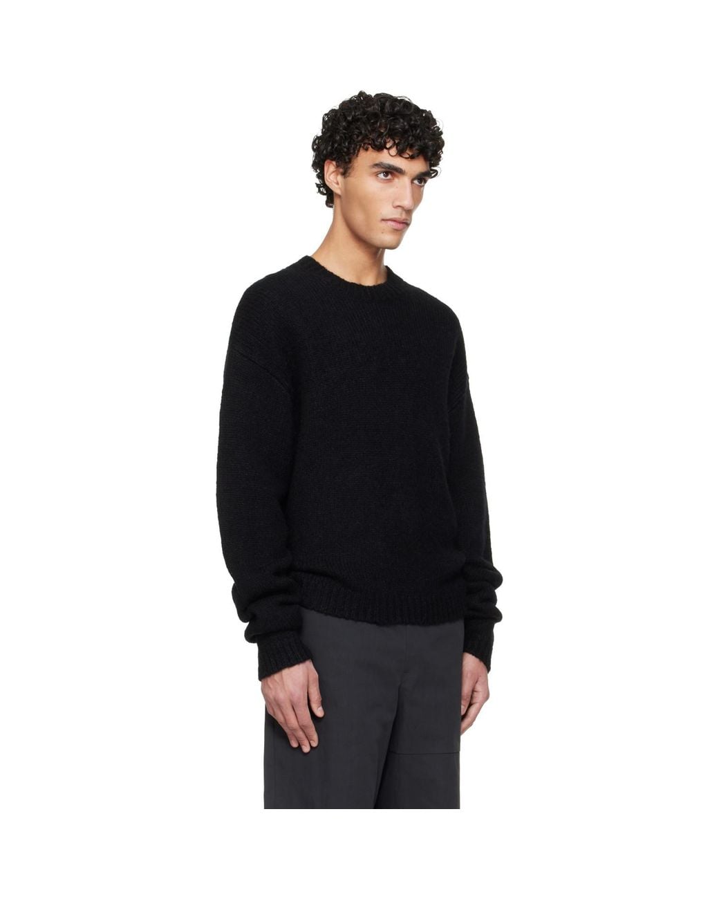 HELIOT EMIL Black Roan Alpaca Knit Sweater for men