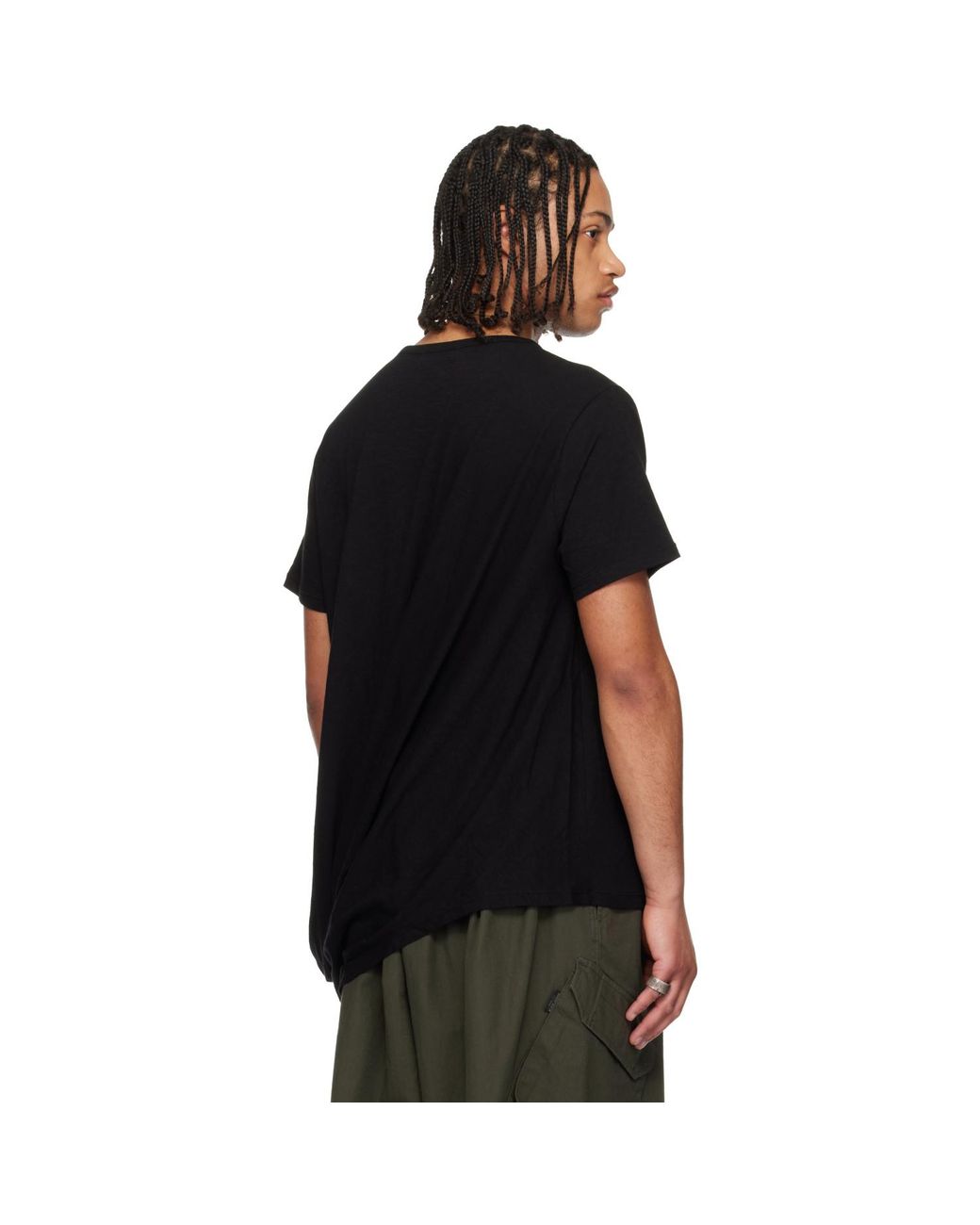 Yohji Yamamoto Black Drape Short Sleeve T-Shirt for men