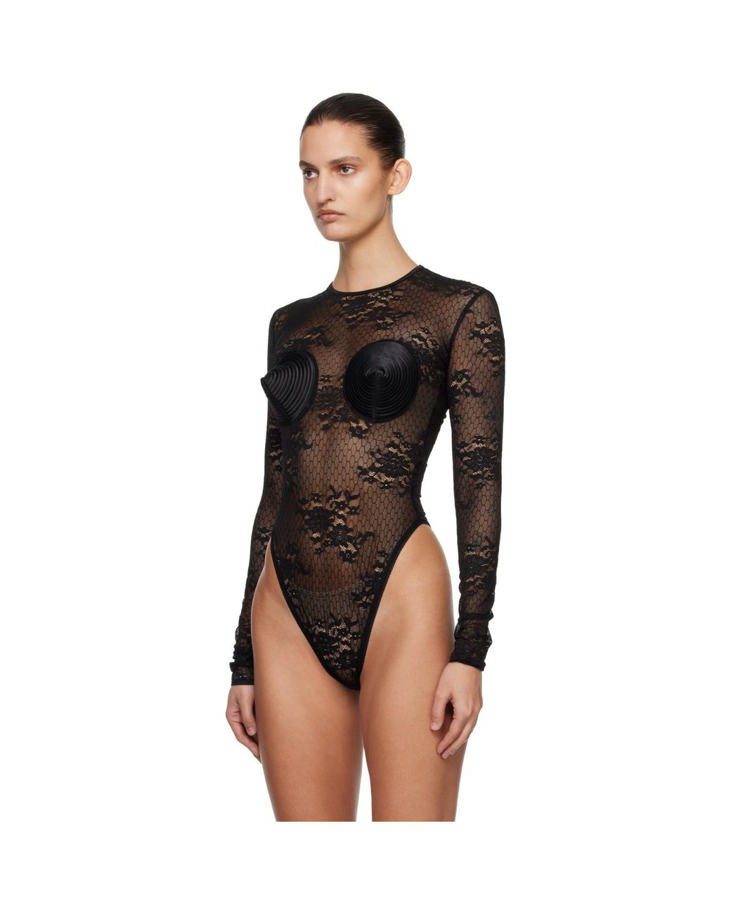 VAQUERA Black Lace Bullet Bra Bodysuit