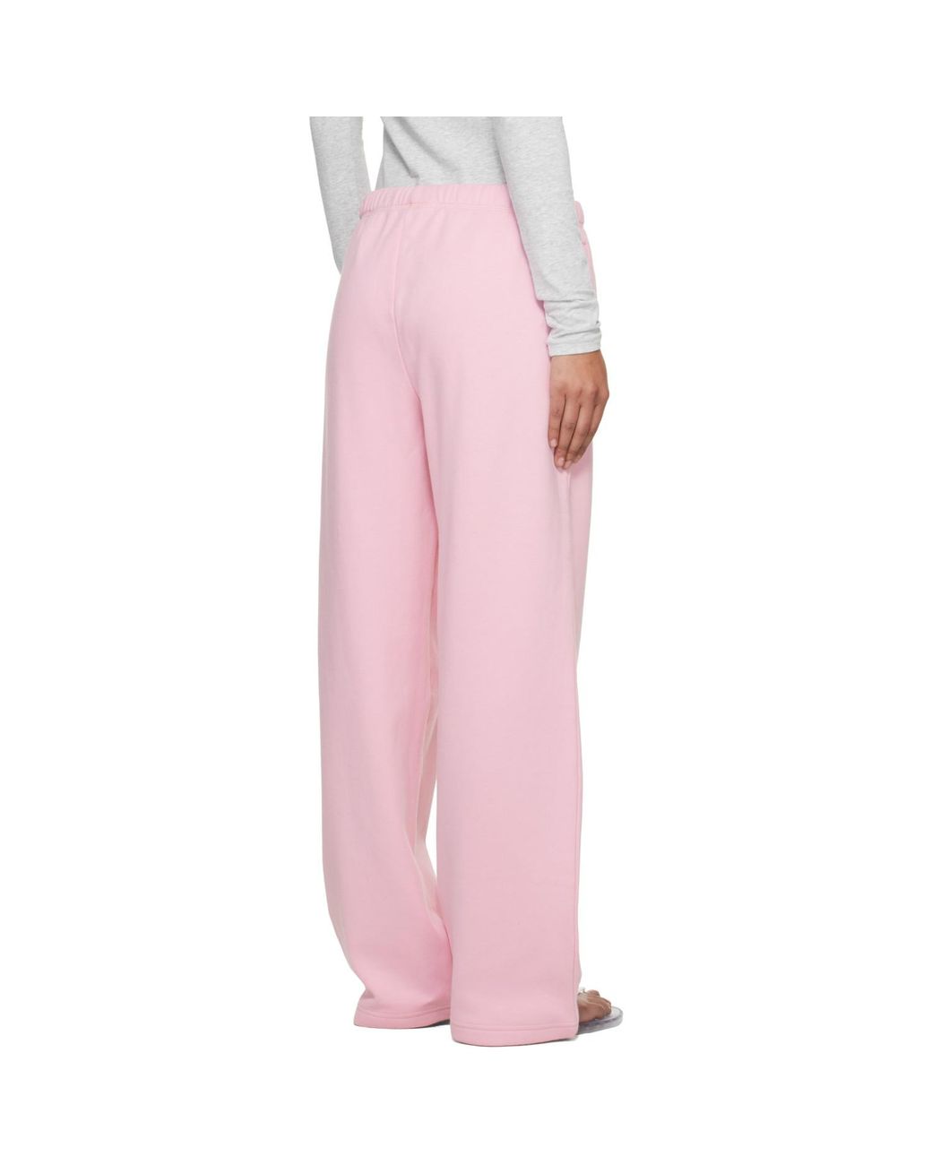 Skims Pink Cotton Fleece Classic Straight Leg Lounge Pants