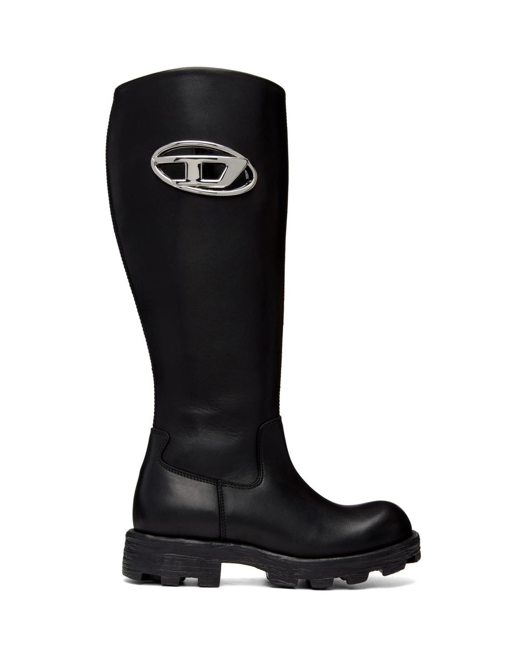 DIESEL Black D-Hammer-Leather Knee-High Boots