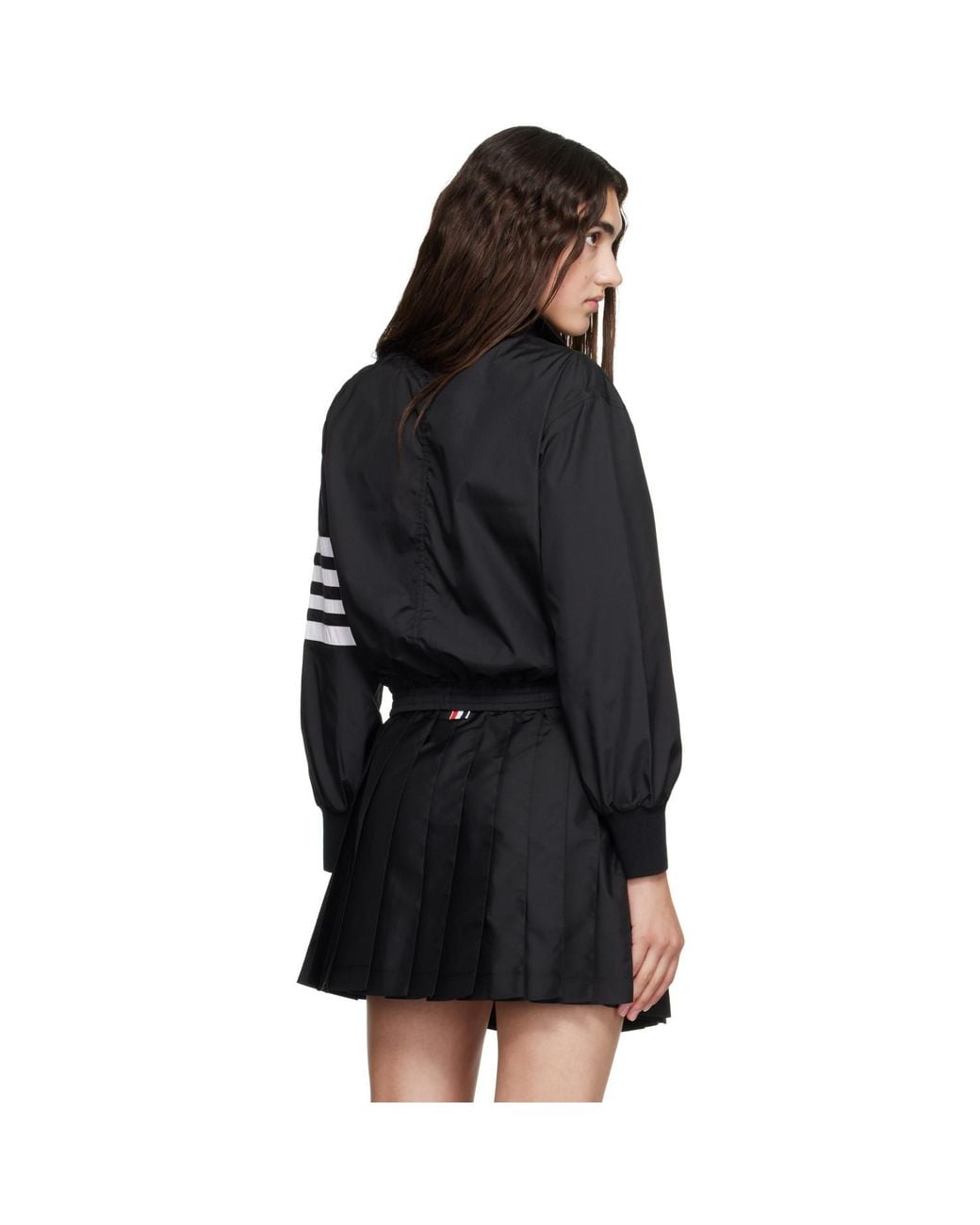 Thom Browne Black Zip-Up Ripstop Track Jacket