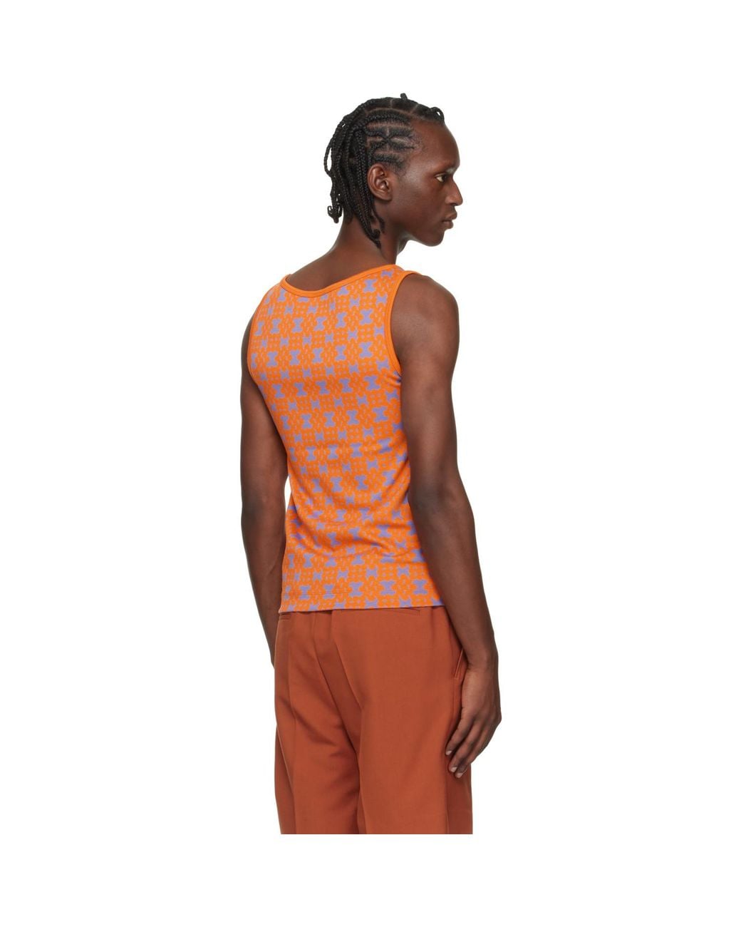 Dries Van Noten Orange Jacquard Tank Top for men