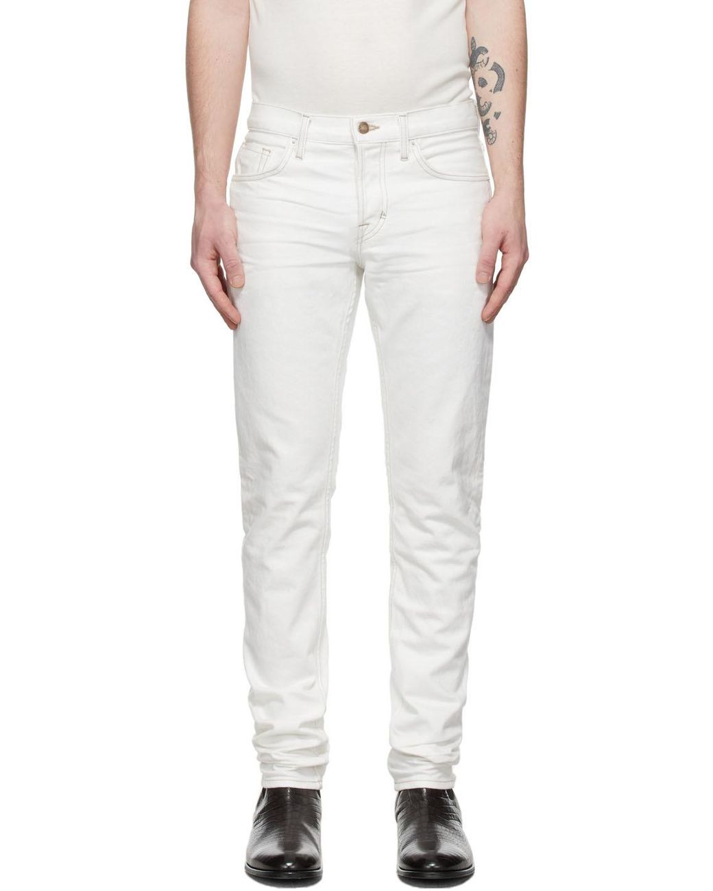 Tom Ford Denim White Selvedge Slim Jeans for Men | Lyst