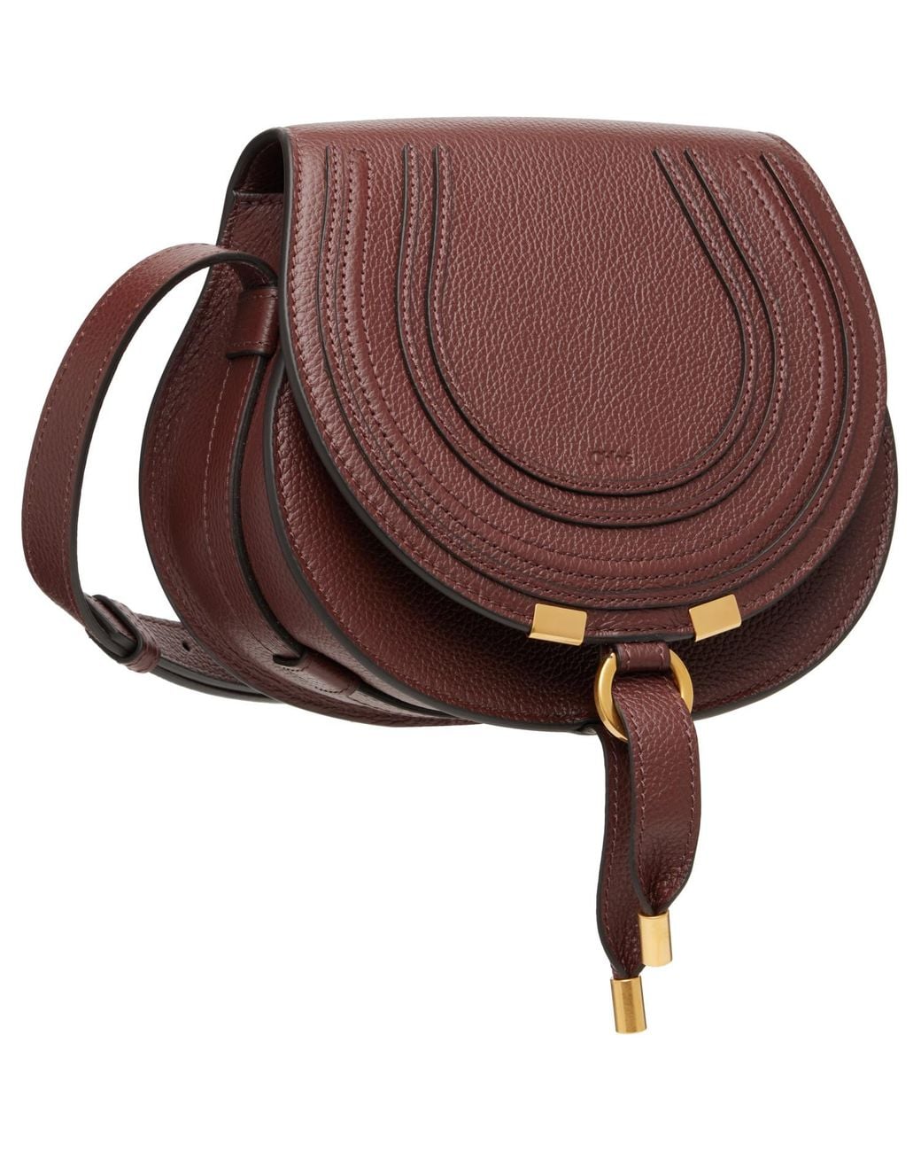 Chloé Brown Grained Leather Marcie Saddle Bag