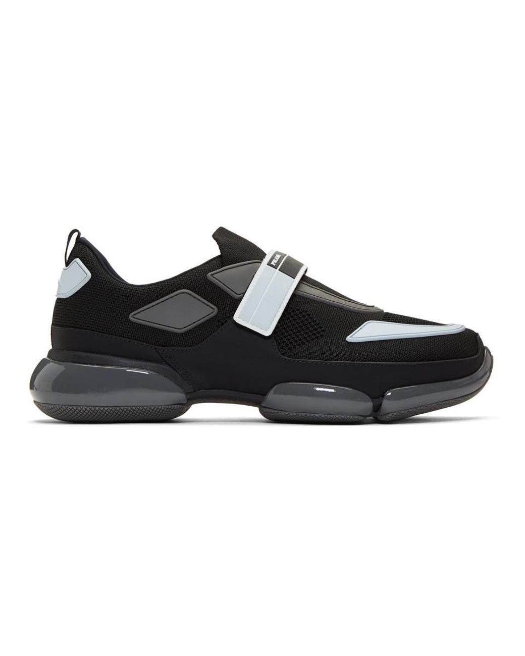 Prada Leather Black And Grey Cloudbust Sneakers for Men | Lyst