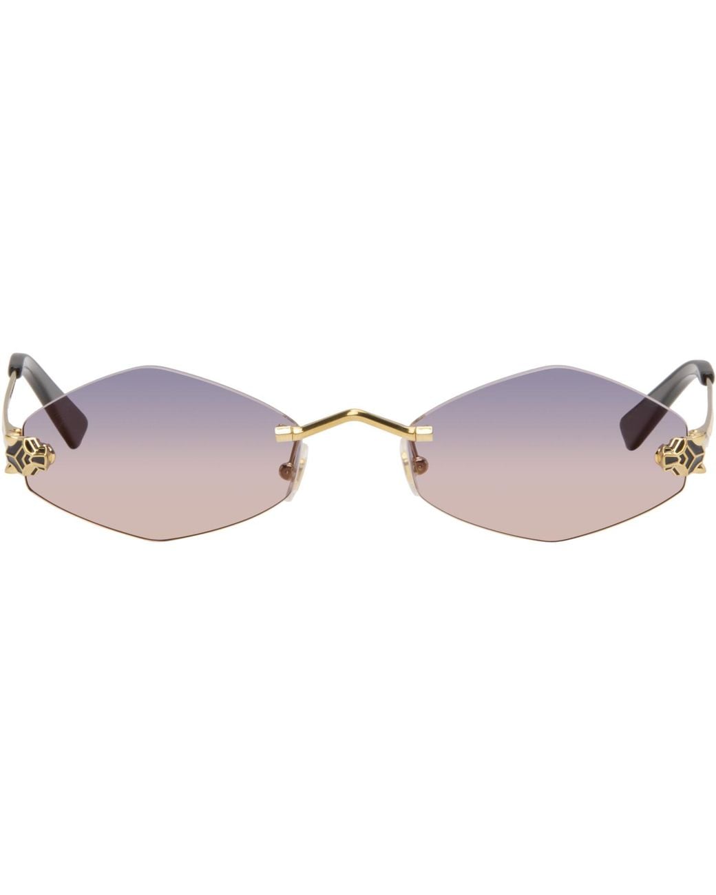Cartier Black 'Panthère De Geometric Rimless Sunglasses