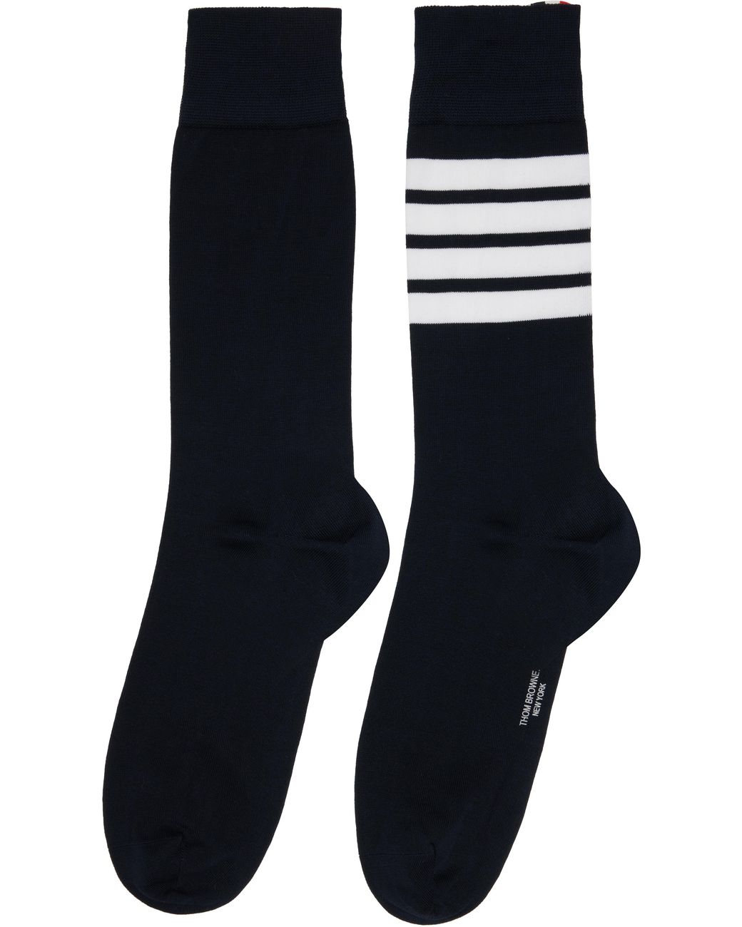 Thom Browne Black Cotton 4-Bar Mid Calf Socks for men