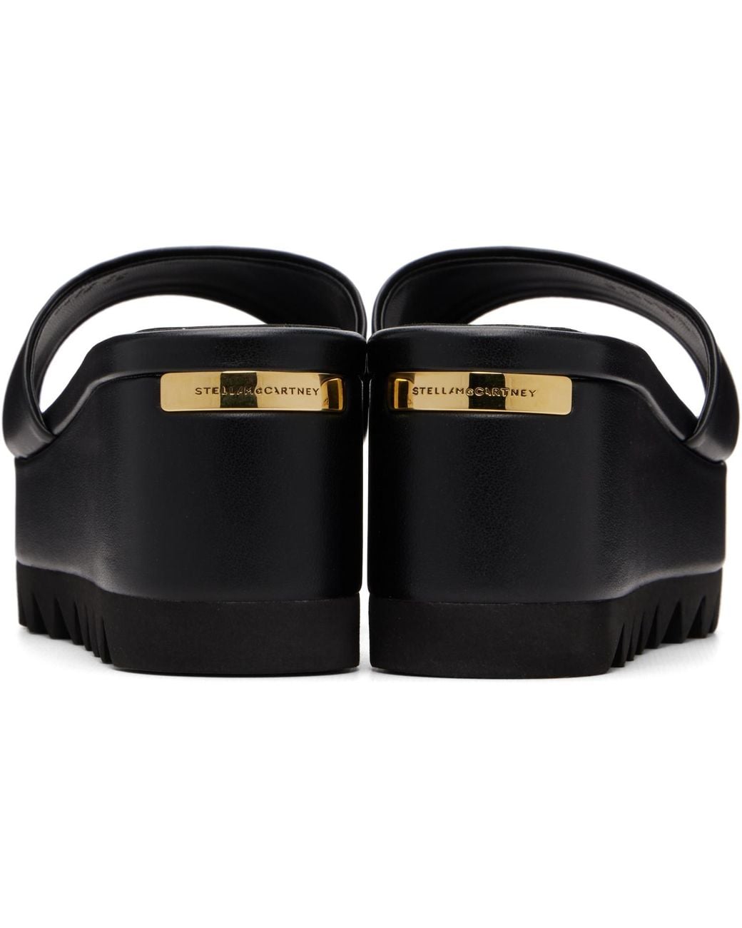Stella McCartney Black Sneak-Elyse Wedge Slide Sandals
