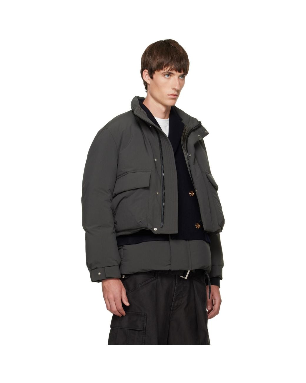 Sacai Black Down Puffer Blouson Jacket for men