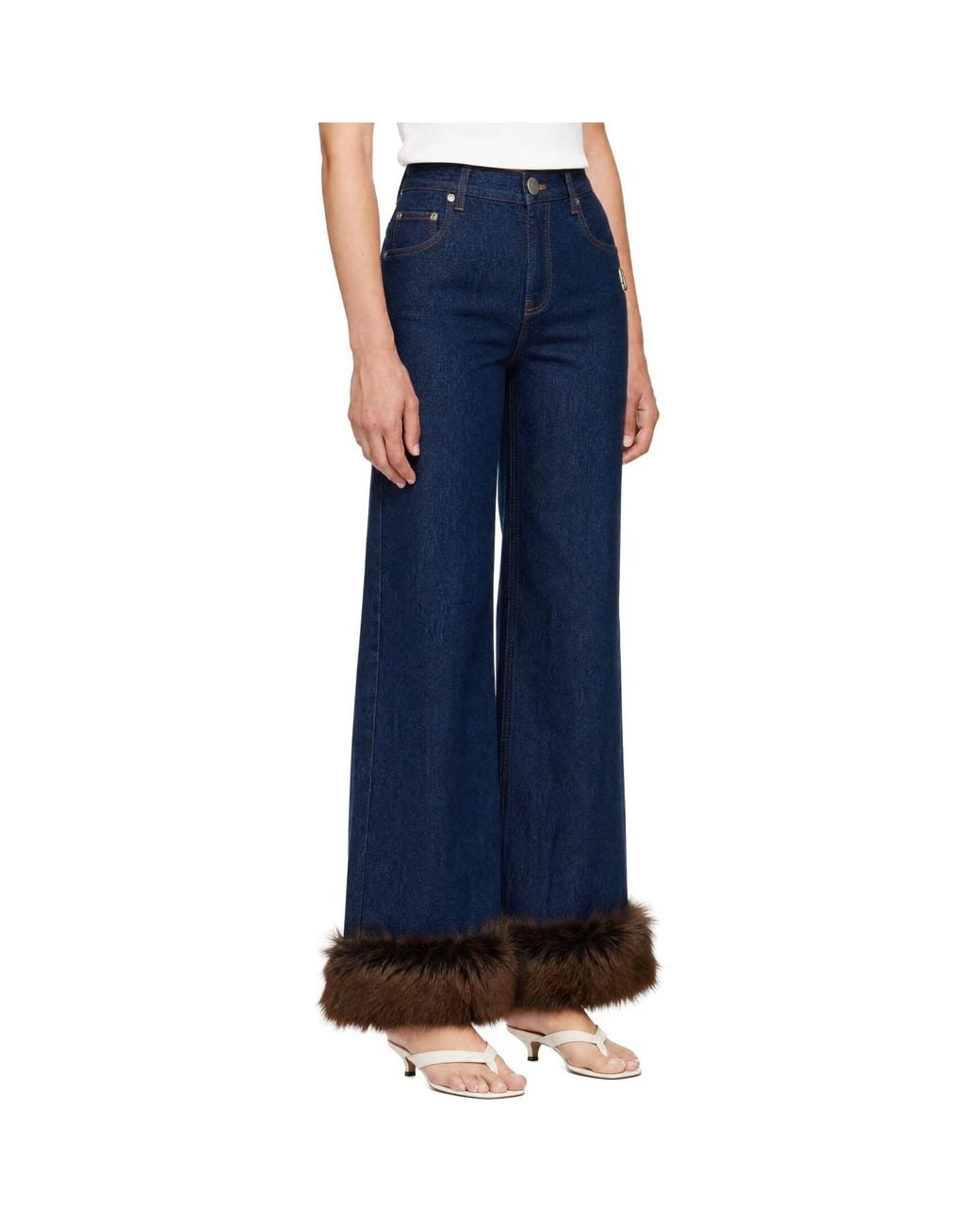 Marc Jacobs Blue Faux Fur Cropped Jeans