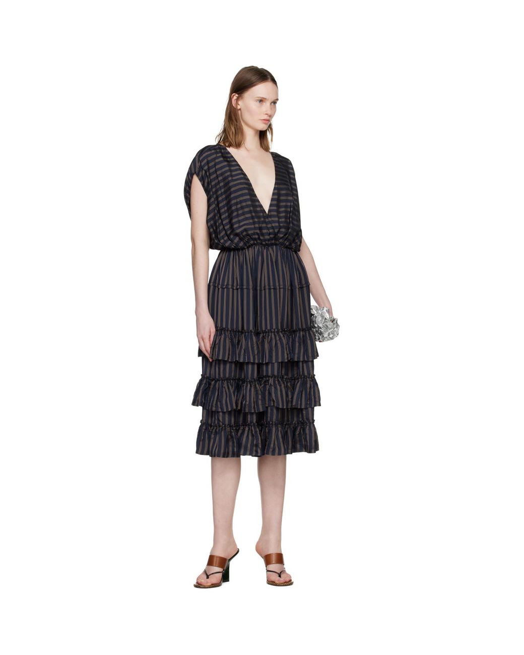 Dries Van Noten Black Ruffled Midi Dress