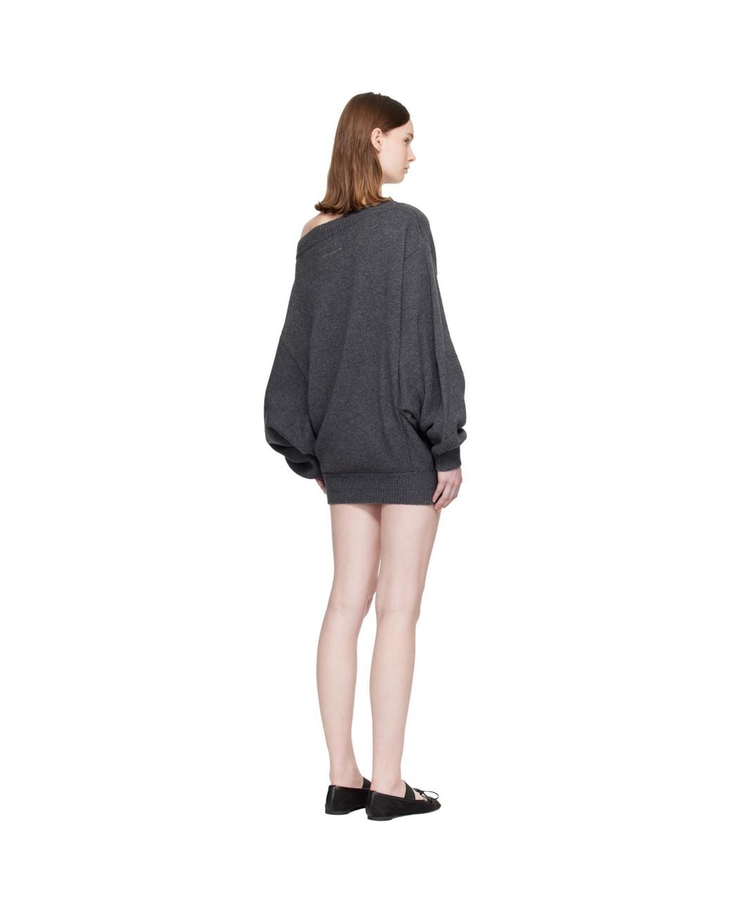MM6 by Maison Margiela Black Off-Shoulder Knit Minidress