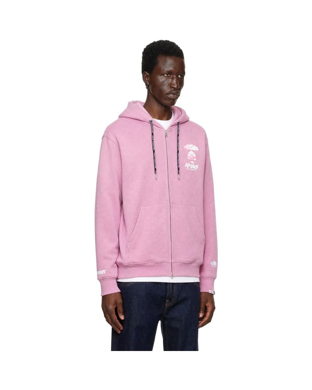 Aape By A Bathing Ape Pink 'Aape' Basic Zip Up Hoodie for men