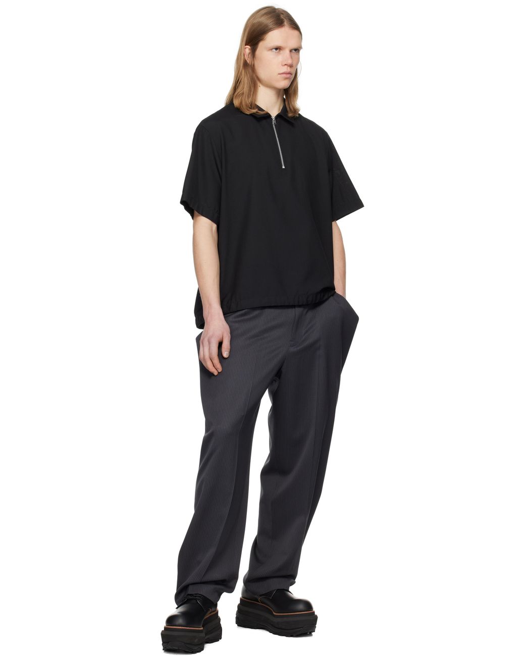 【関税込み】sacai ブラック Suiting トラウザーズ メンズ Sacai ブラック ドスキン トラウザーズ ブラック | Lyst