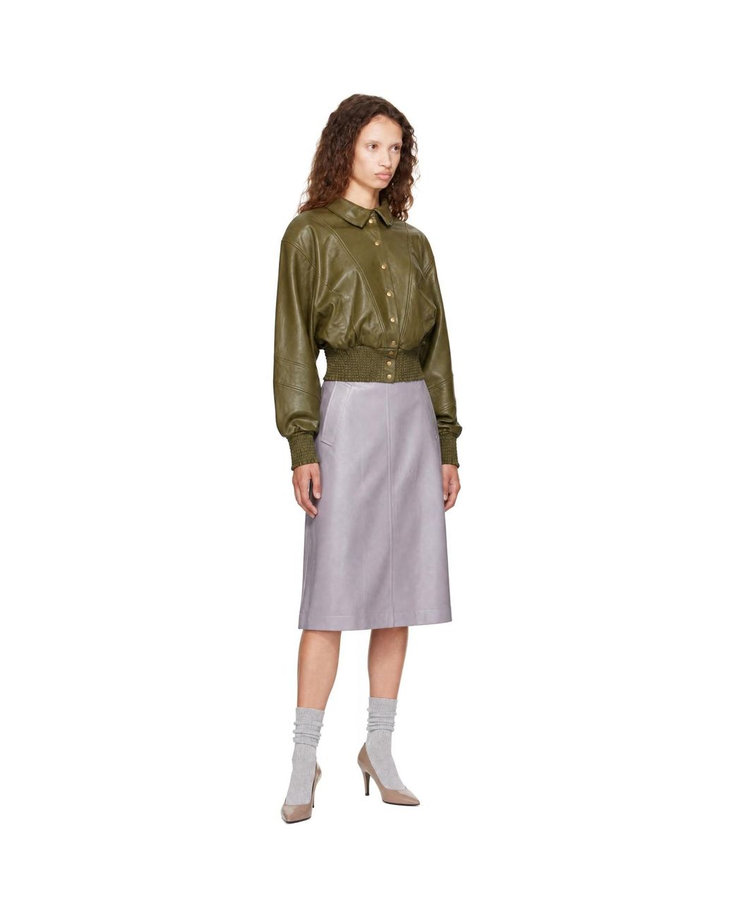 Nicklas Skovgaard Green Sandy Leather Jacket