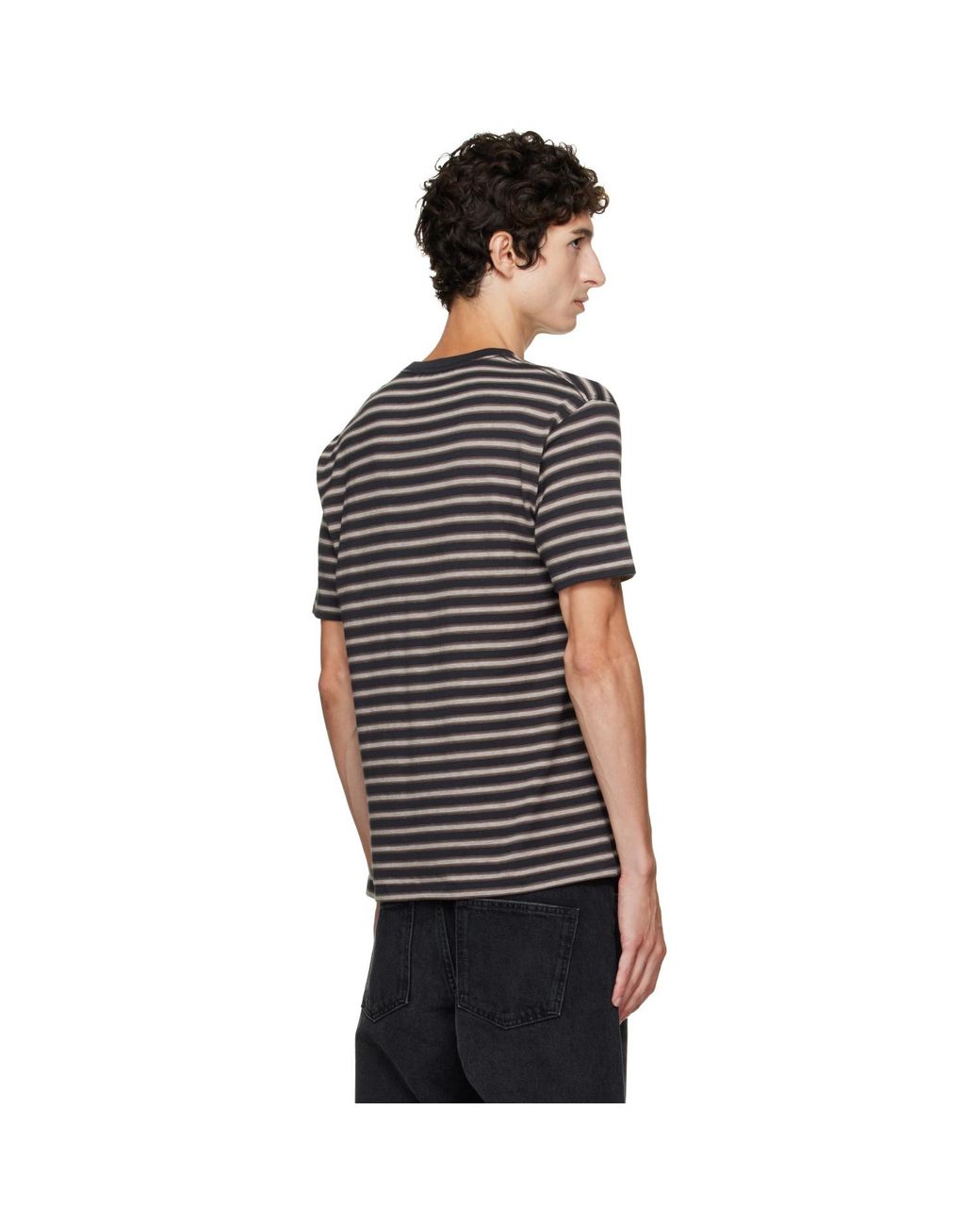 Stockholm Surfboard Club Black Striped T-Shirt for men