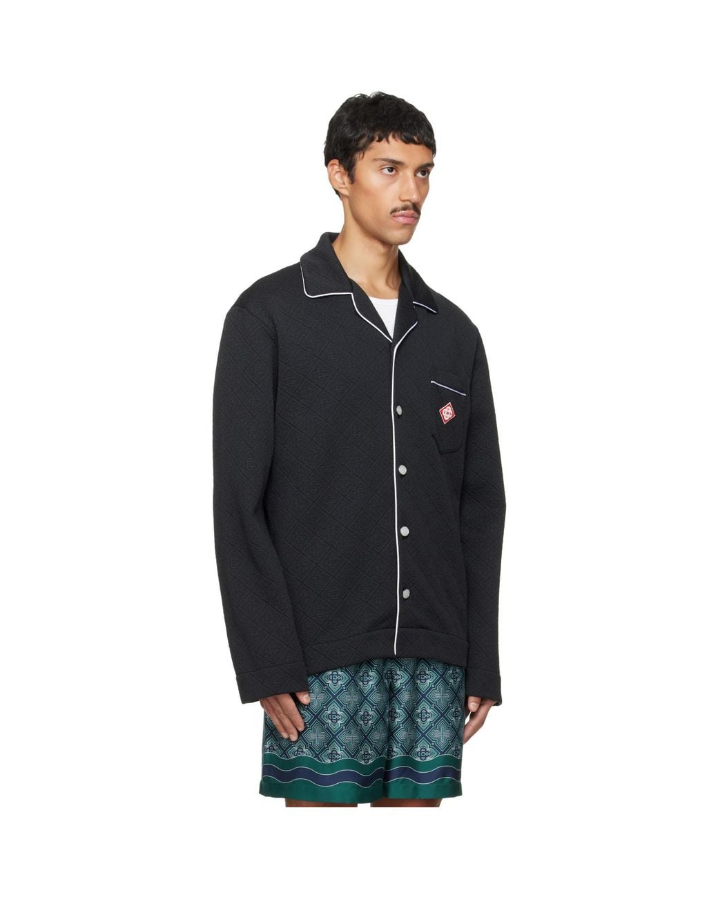 Casablanca Black Raised Monogram Long Sleeve Shirt for men