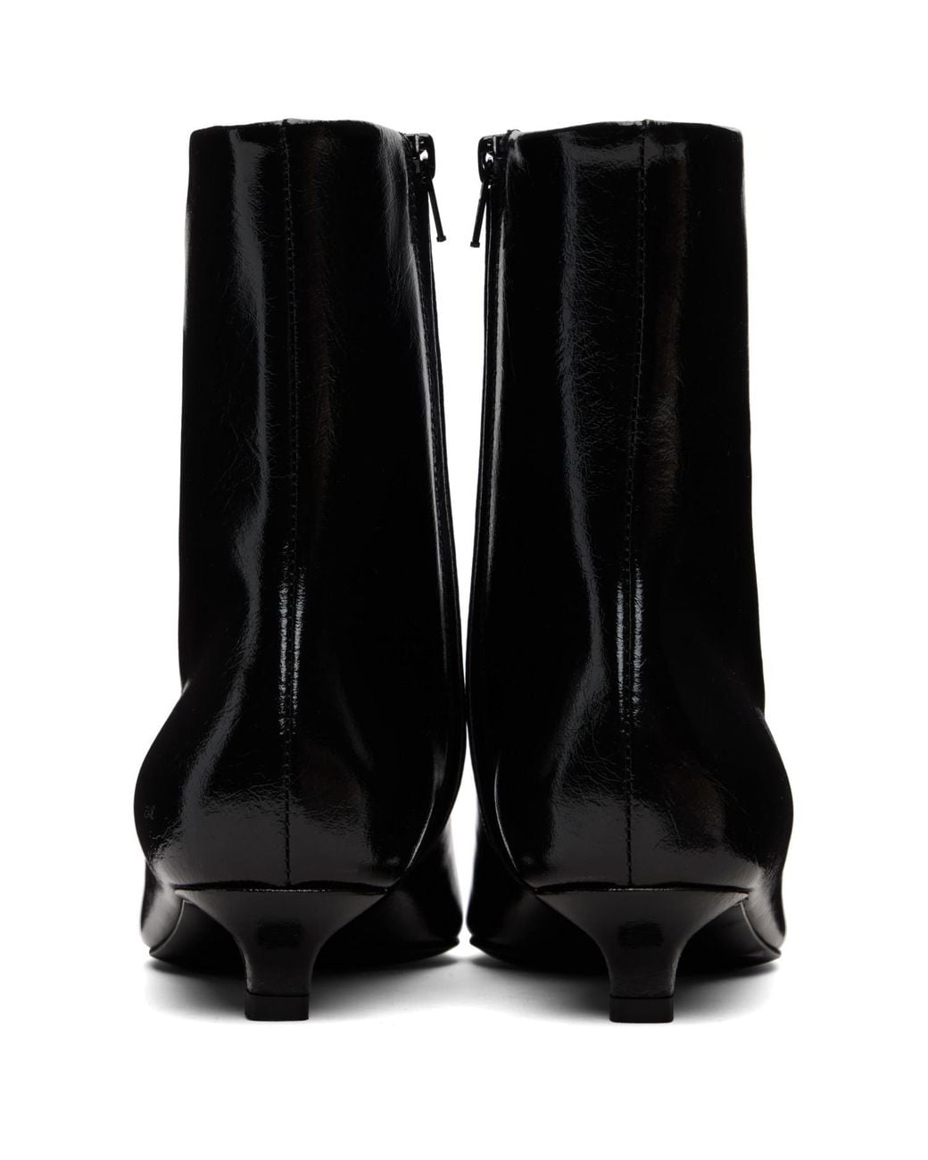 Totême Black Slim Naplack Ankle Boots