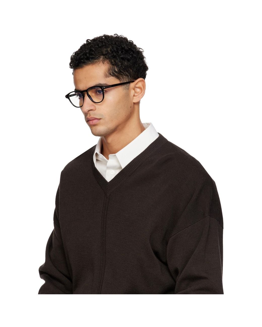 Tom Ford Black Round Glasses for men